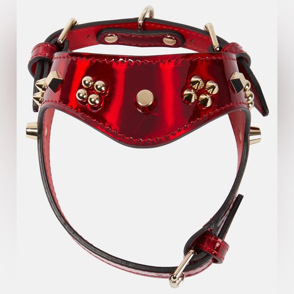 Christian Louboutin Other - Christian Louboutin Loubiharness Embellished Leather Dog Harness - Red